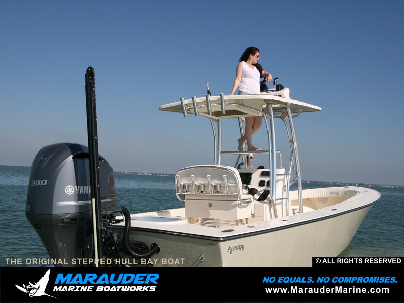 Great photo of a custom bay fishing boat in Stepped Hull Bay Boats photo gallery from Marauder Marine Boat Works