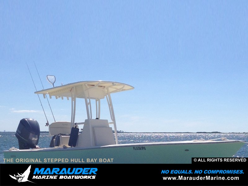 Stepped hull bay boat design photos in Stepped Hull Bay Boats photo gallery from Marauder Marine Boat Works