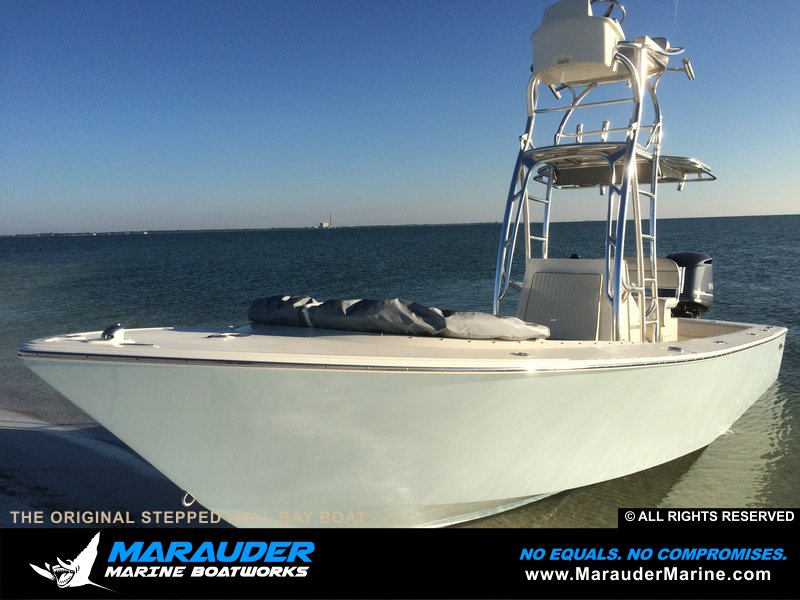 Example of fishing boat with stepped hull in Stepped Hull Bay Boats photo gallery from Marauder Marine Boat Works