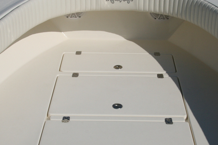Example of integrated deck storage on custom boat